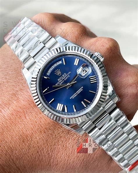 rolex day date 40 blue price|rolex day date chart.